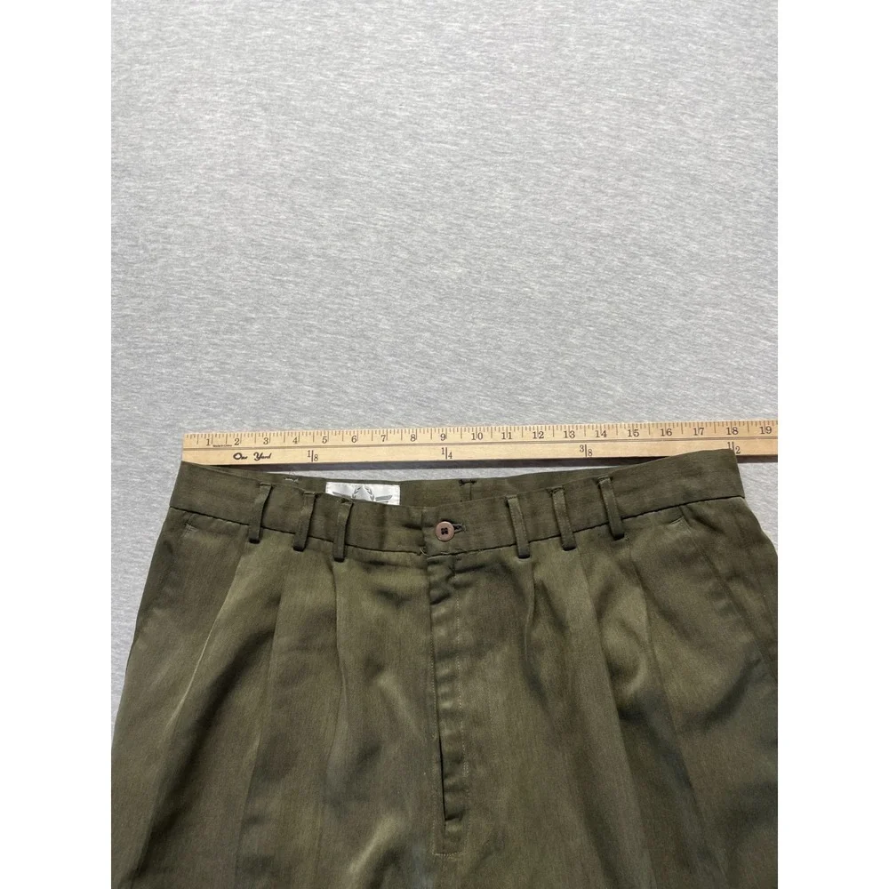 Officer Gentleman Dress Pants Mens 40x34 (Fits 36x31) Green Pleated Straight Leg